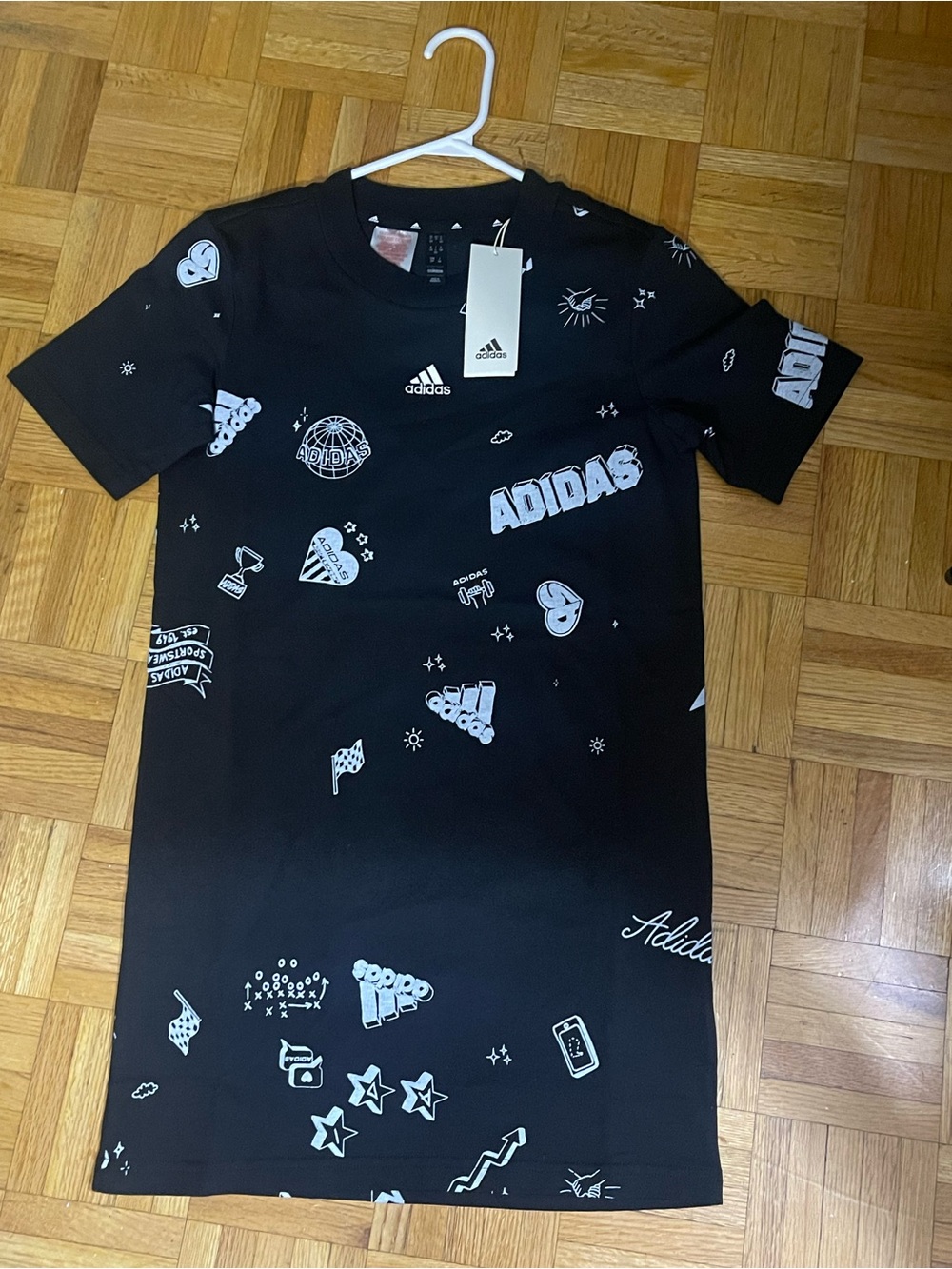 adidas Black Short-Sleeve Graphic Logo Tee